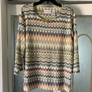 Alfred Dunner Muilt-Color Top with 3/4 Sleeves, Size Large